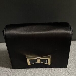 Ted Baker London Bow Satin Evening Bag In Black.